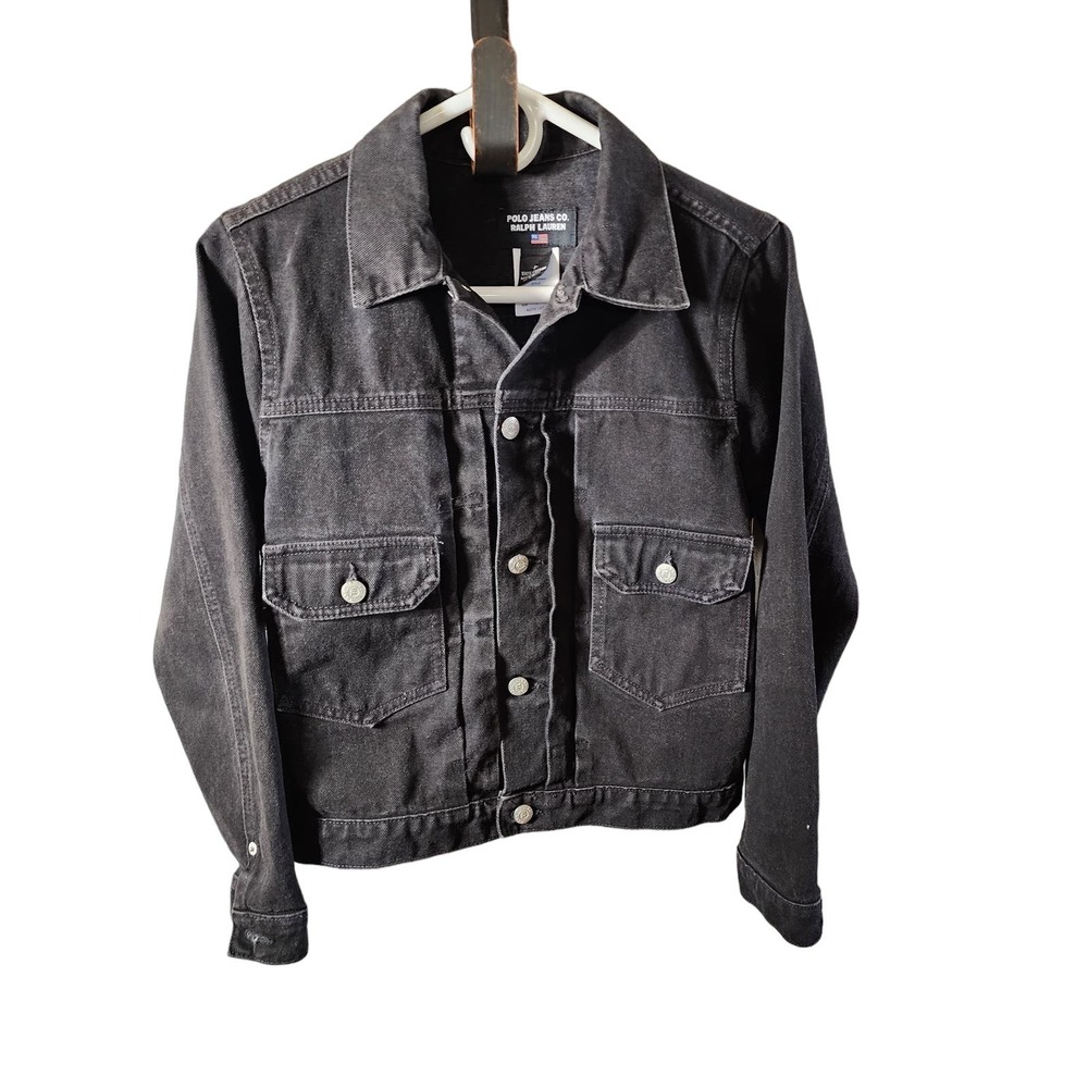 Vintage Polo Jeans Co. Ralph Lauren Womens Black Jean Jacket Sz.P